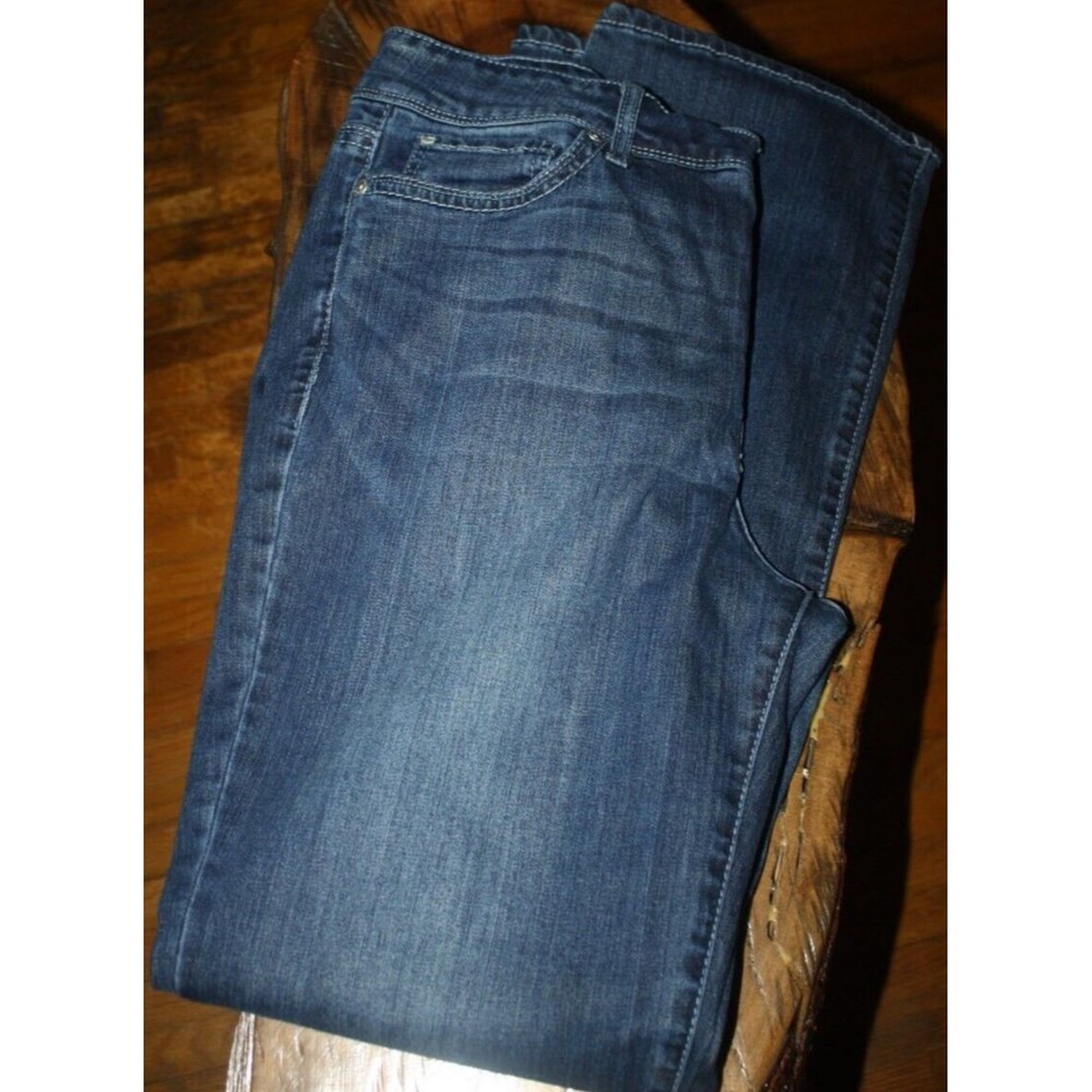 Seven 7 Blue Stretch Denim Rocker Slim Bootcut Jeans With Button  Pockets US 16 - Picture 3 of 6